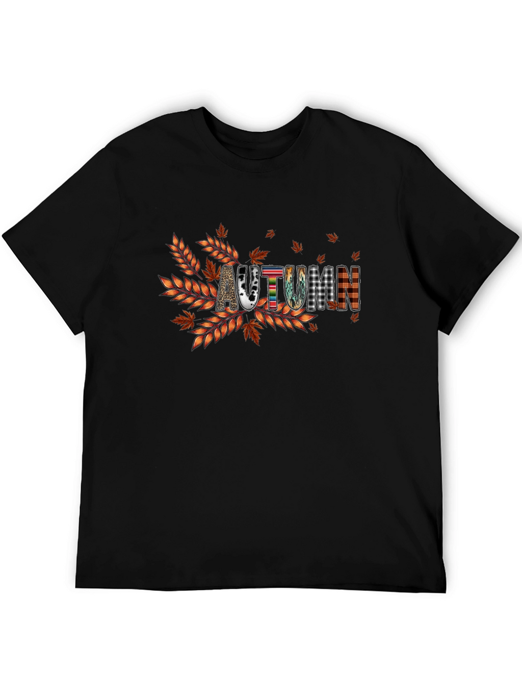 Autumn Graphic Tee - Fall Vibes Black T-Shirt