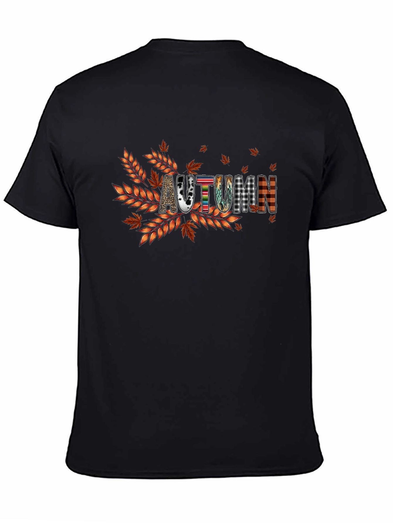 Autumn Graphic Tee - Fall Vibes Black T-Shirt