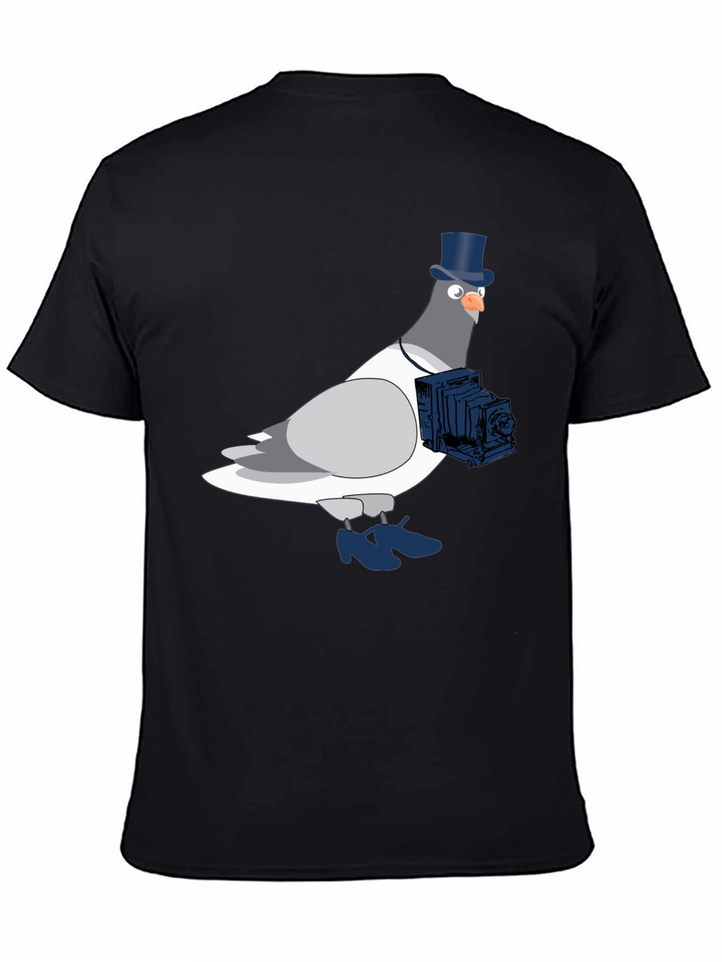 Pigeon Photographer Graphic T-Shirt - Black