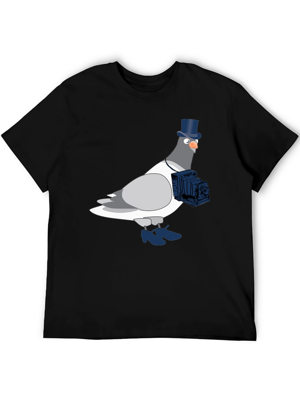 Pigeon Photographer Graphic T-Shirt - Black