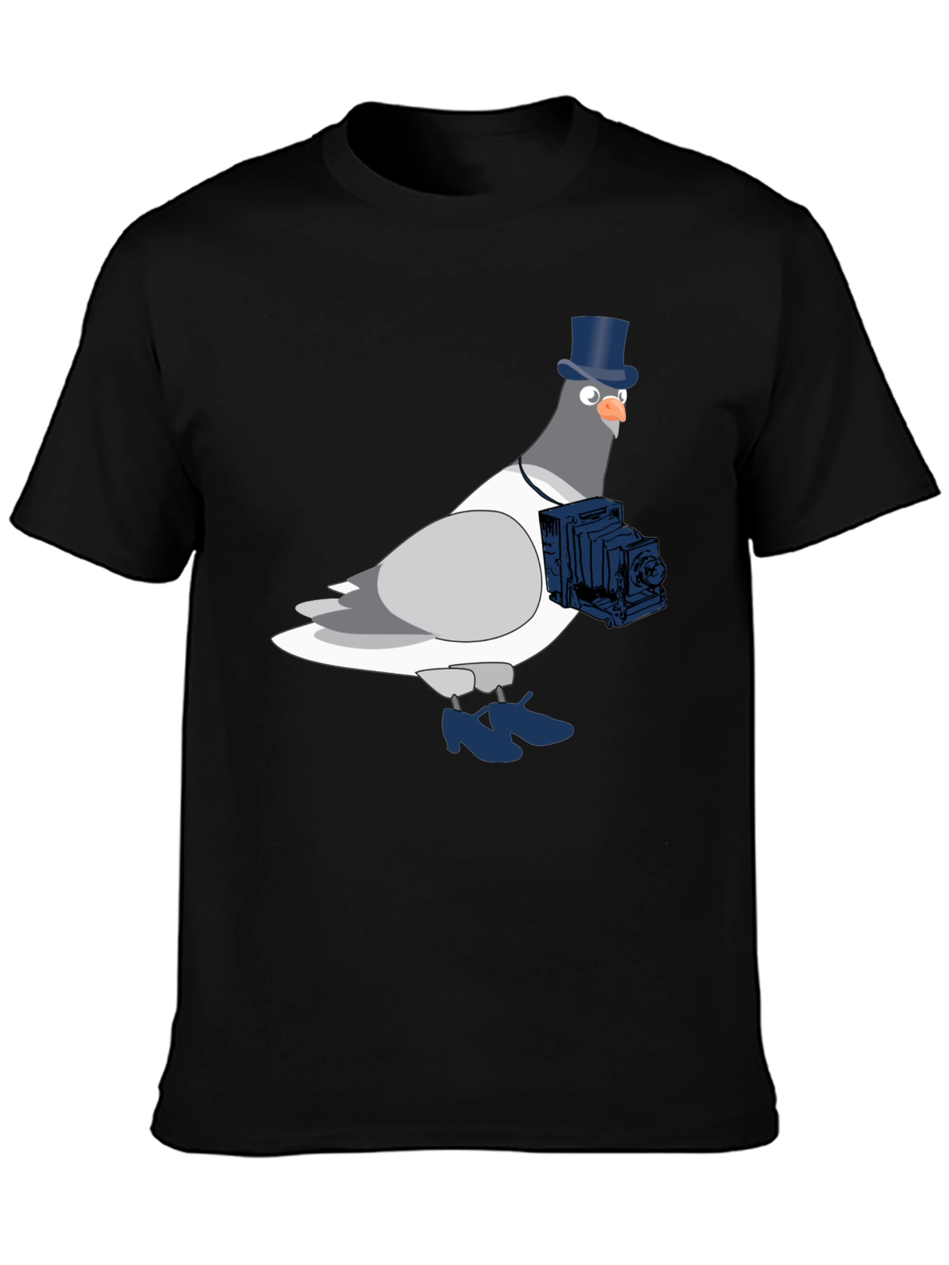 Pigeon Photographer Graphic T-Shirt - Black