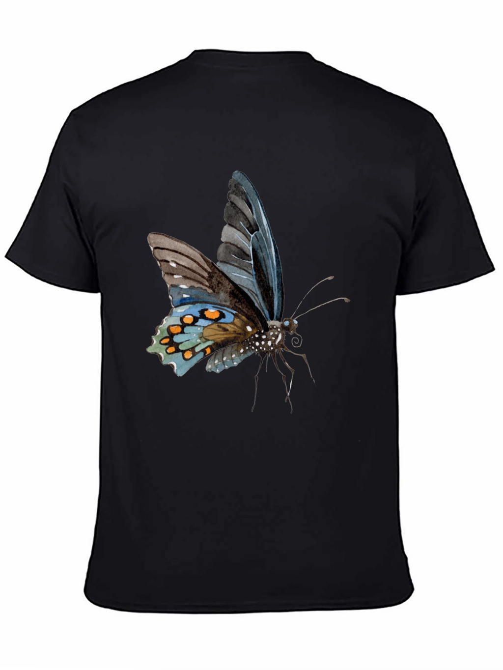 Butterfly Print Black T-Shirt