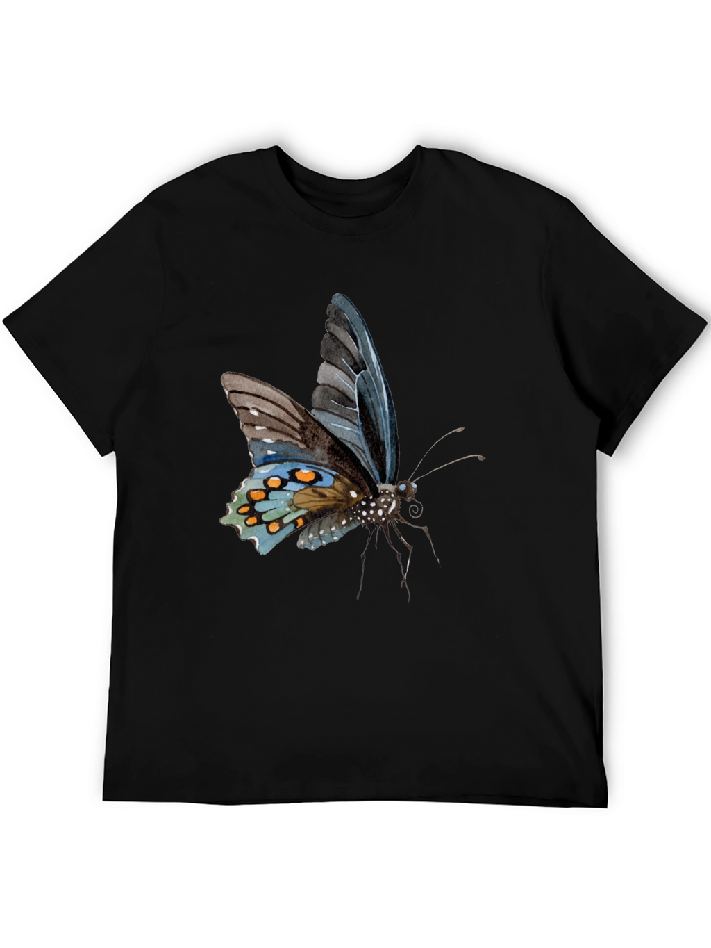 Butterfly Print Black T-Shirt