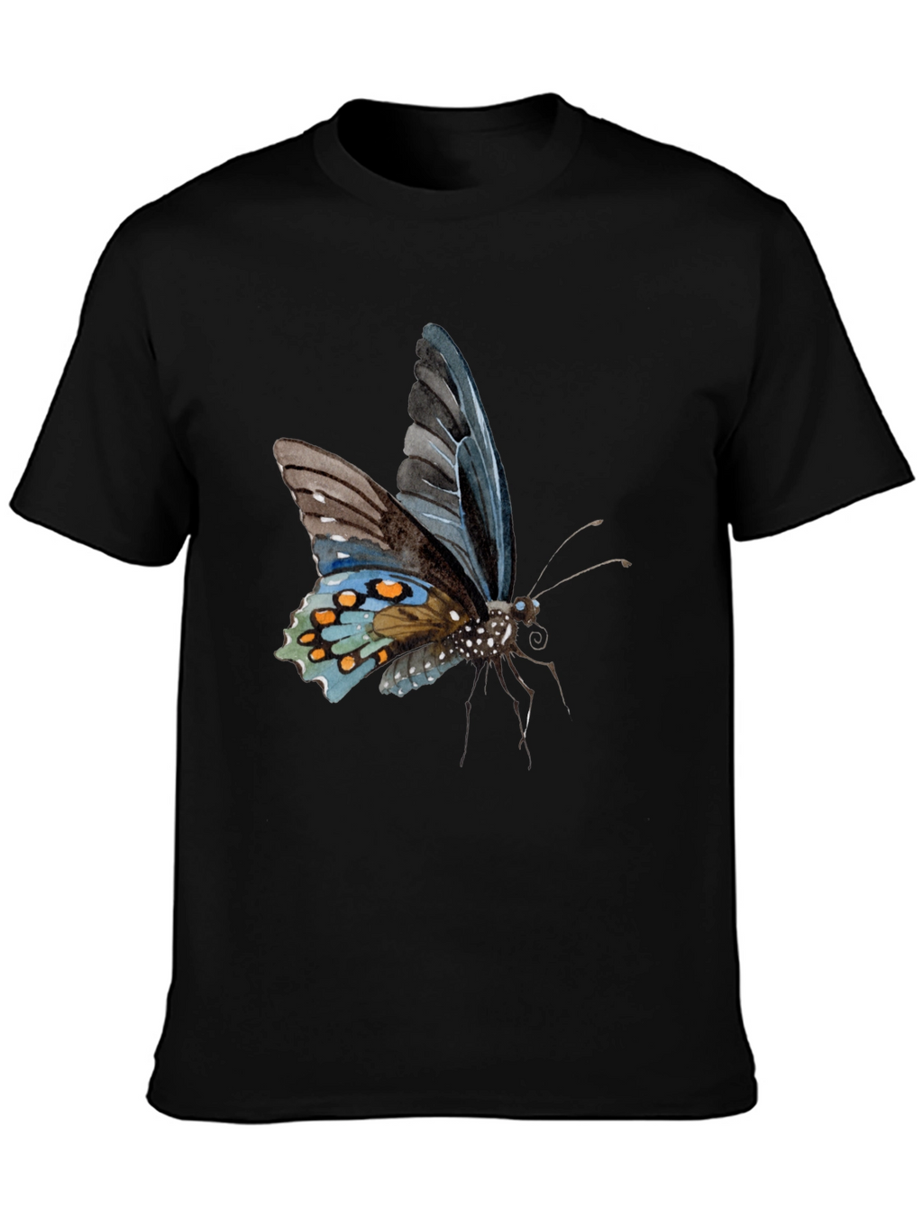 Butterfly Print Black T-Shirt