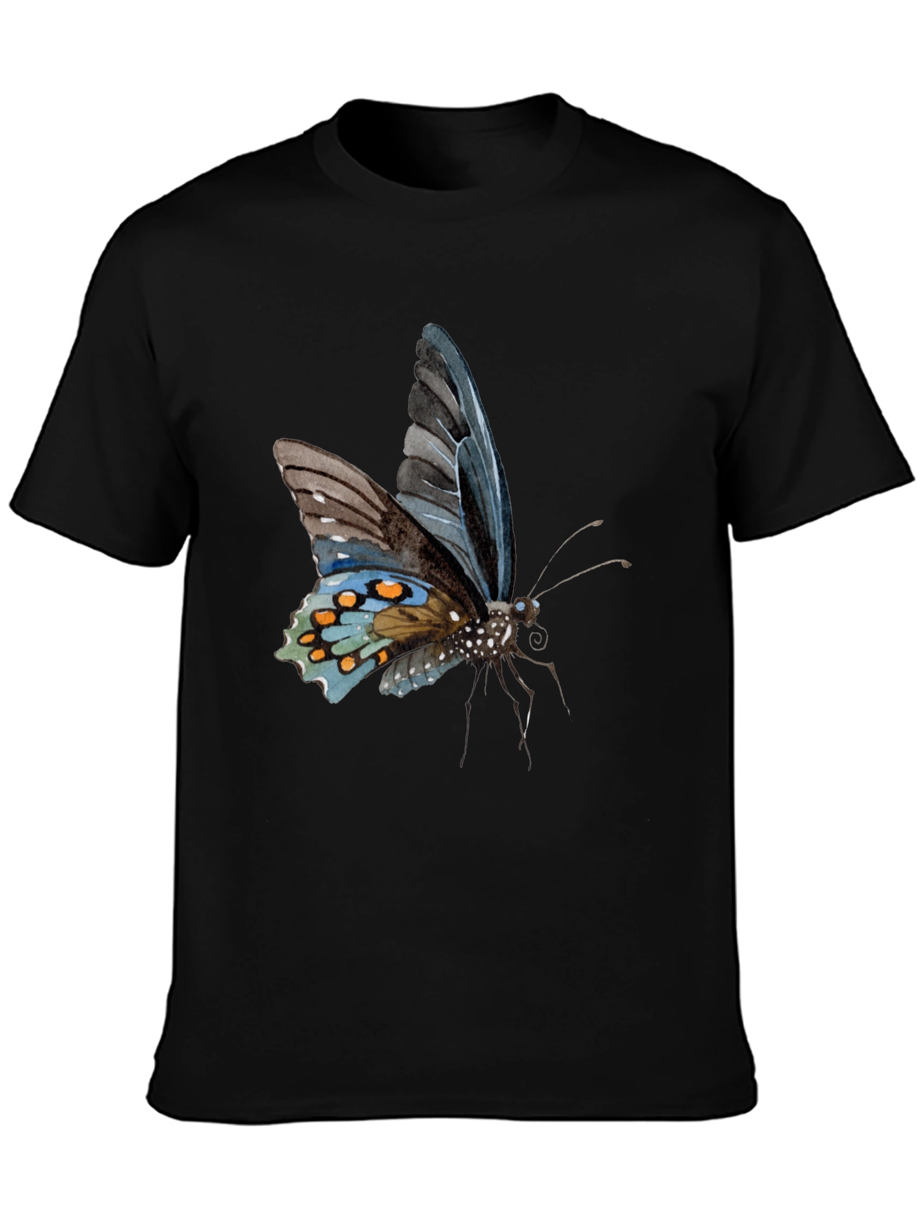 Butterfly Print Black T-Shirt