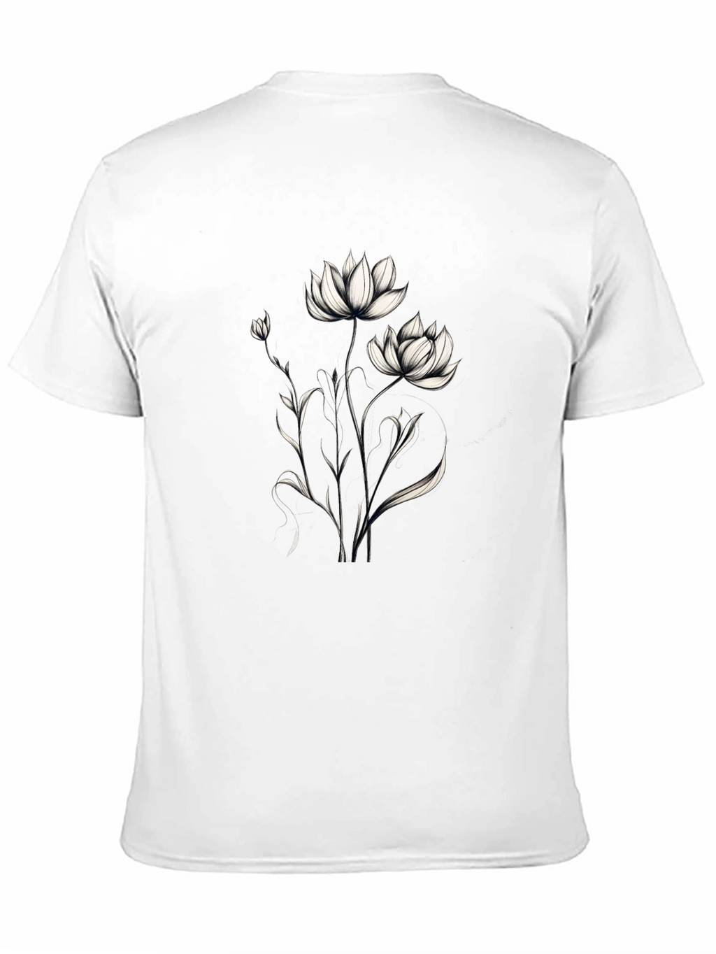 Elegant Floral Graphic Black T-Shirt