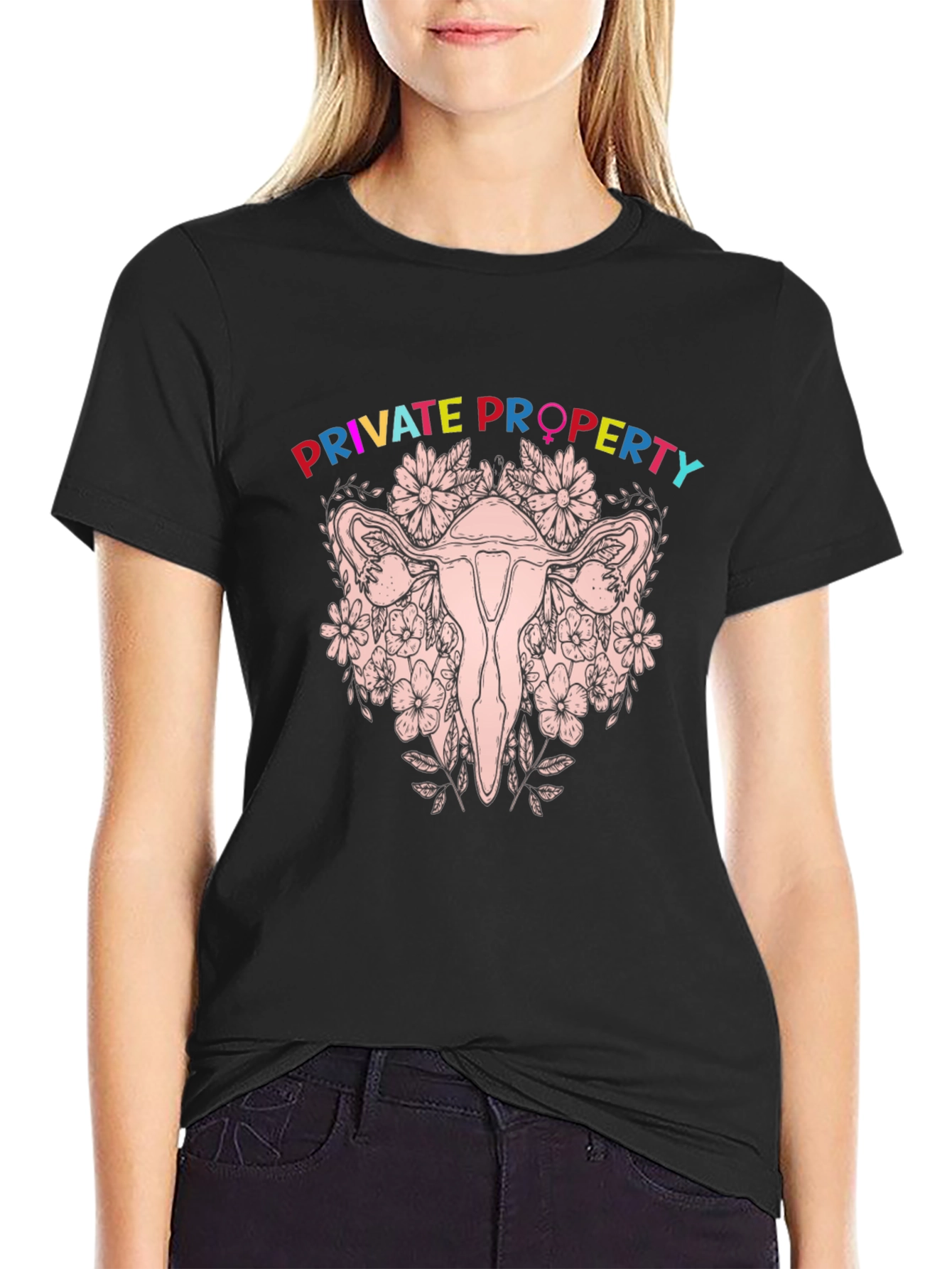 Private Property Uterus Graphic Tee - Black