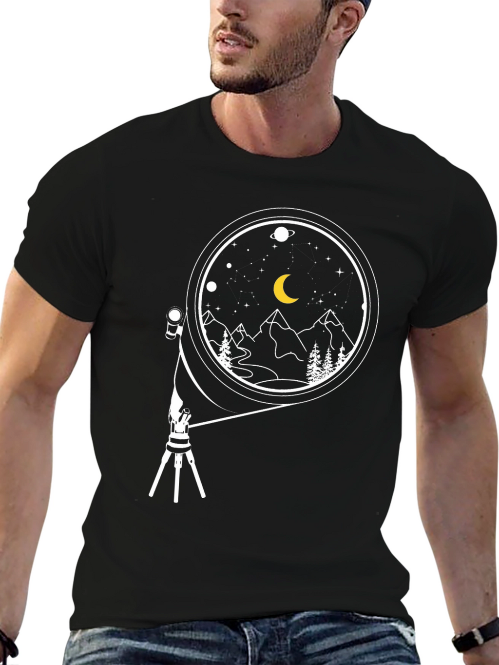 Night Sky Telescope Graphic Tee