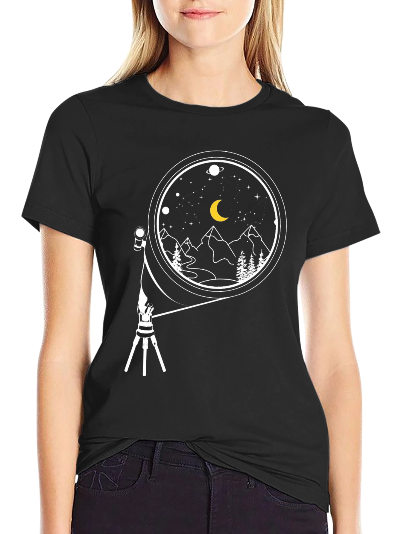 Night Sky Telescope Graphic Tee