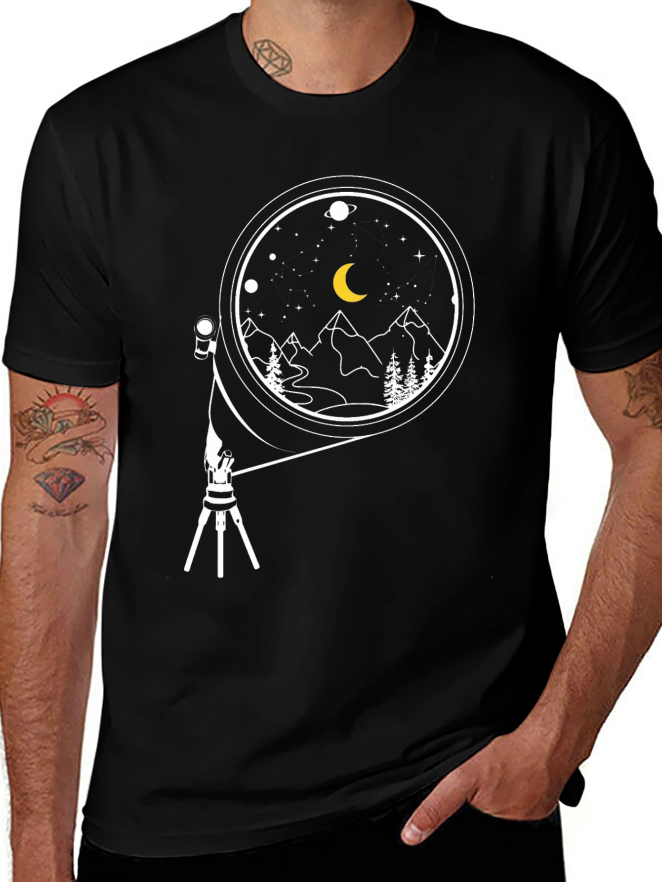 Night Sky Telescope Graphic Tee