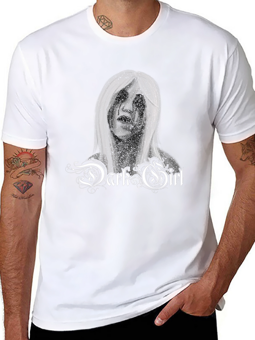 Dark Girl Graphic Print Black T-Shirt