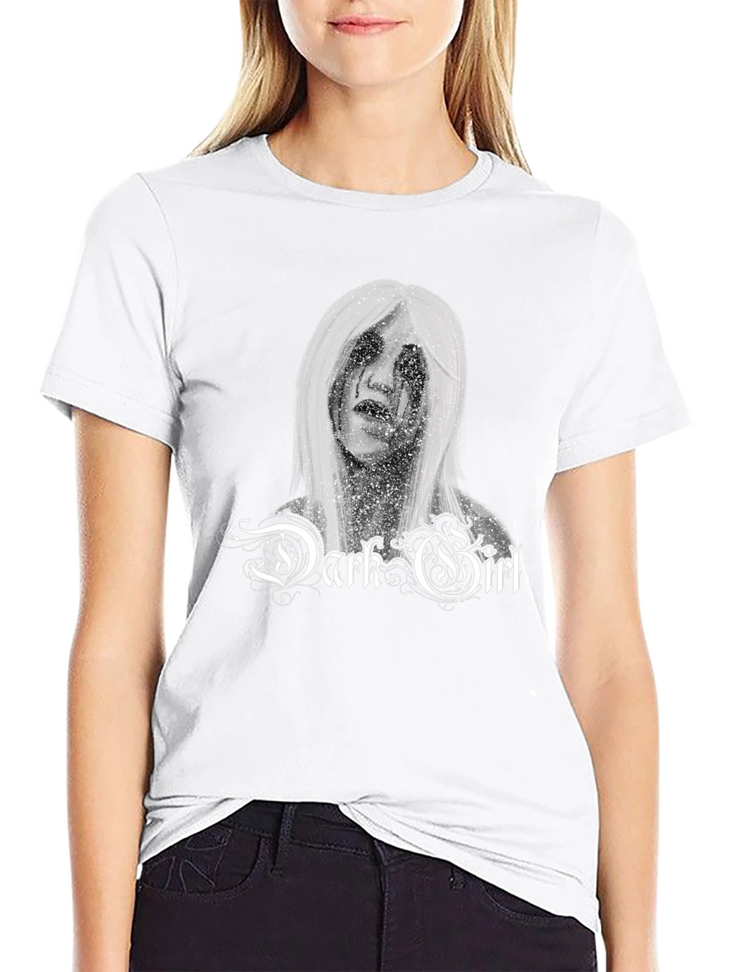 Dark Girl Graphic Print Black T-Shirt