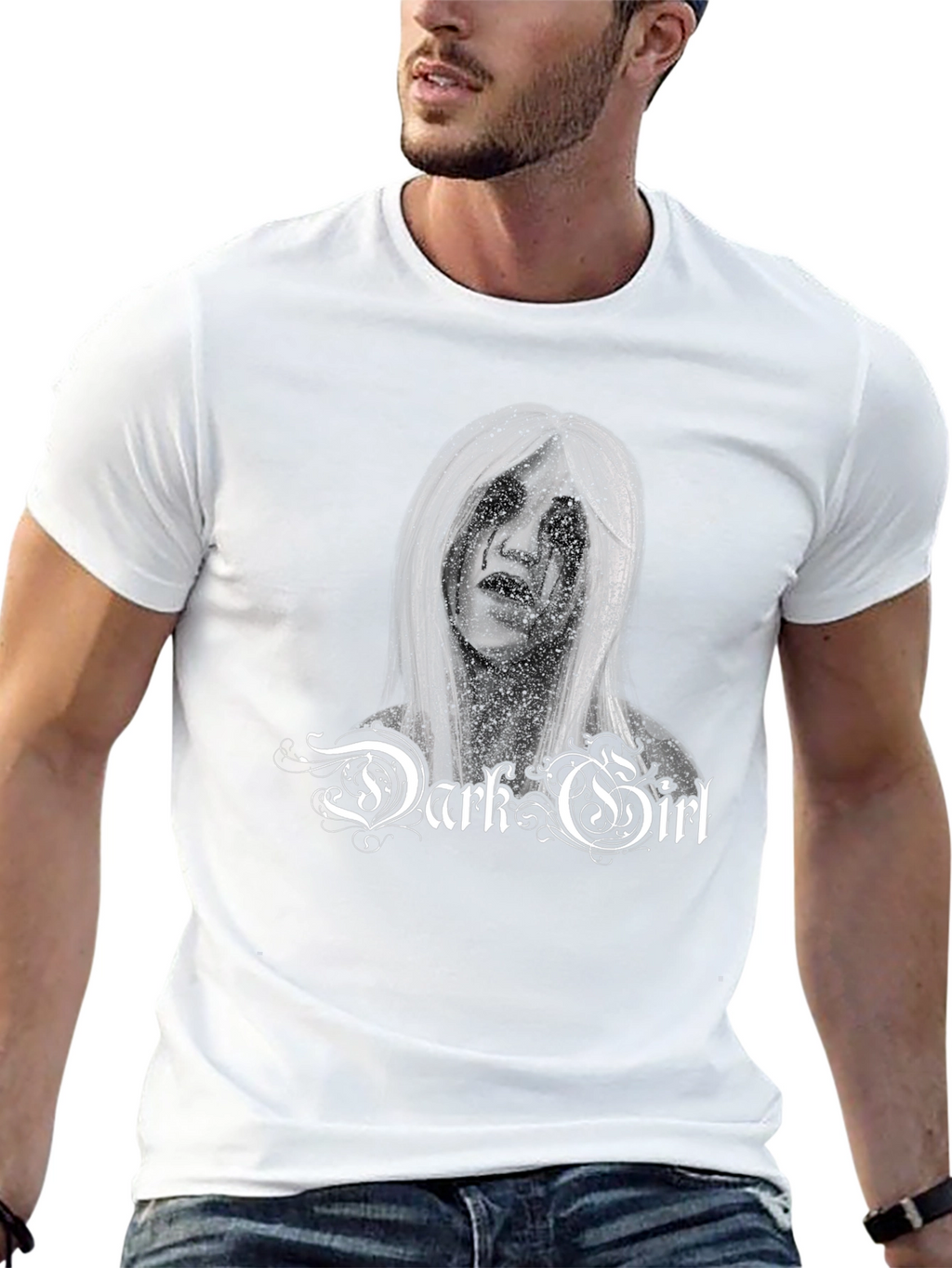 Dark Girl Graphic Print Black T-Shirt