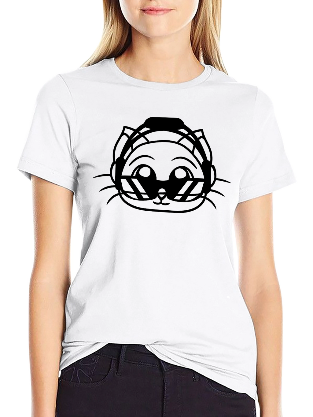 DJ Cat Black Graphic Tee - Cool & Stylish