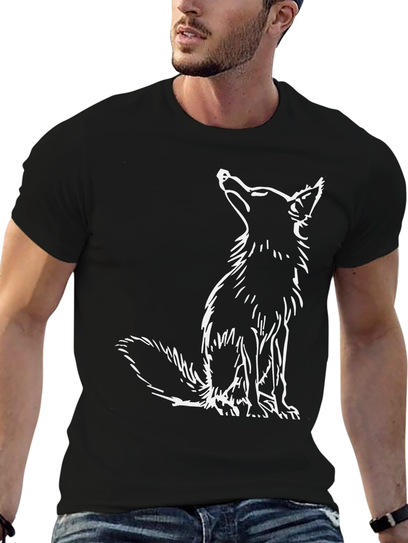 Fox Graphic Tee - Black Cotton Casual Wear