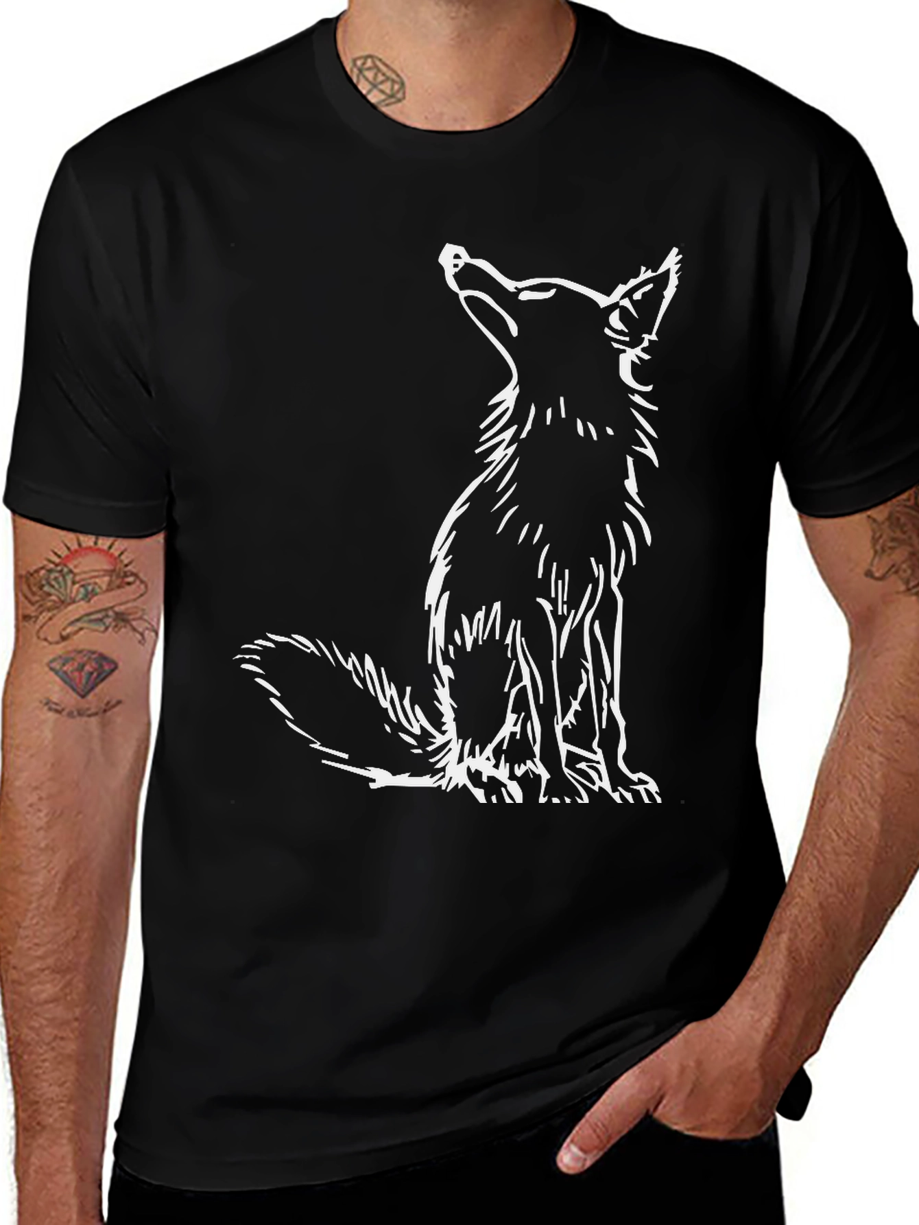 Fox Graphic Tee - Black Cotton Casual Wear
