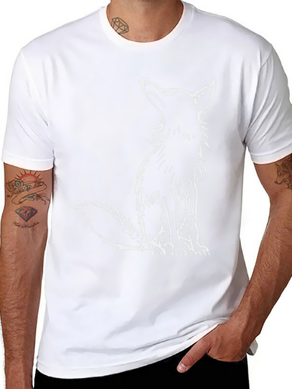 Fox Graphic Tee - Black Cotton Casual Wear