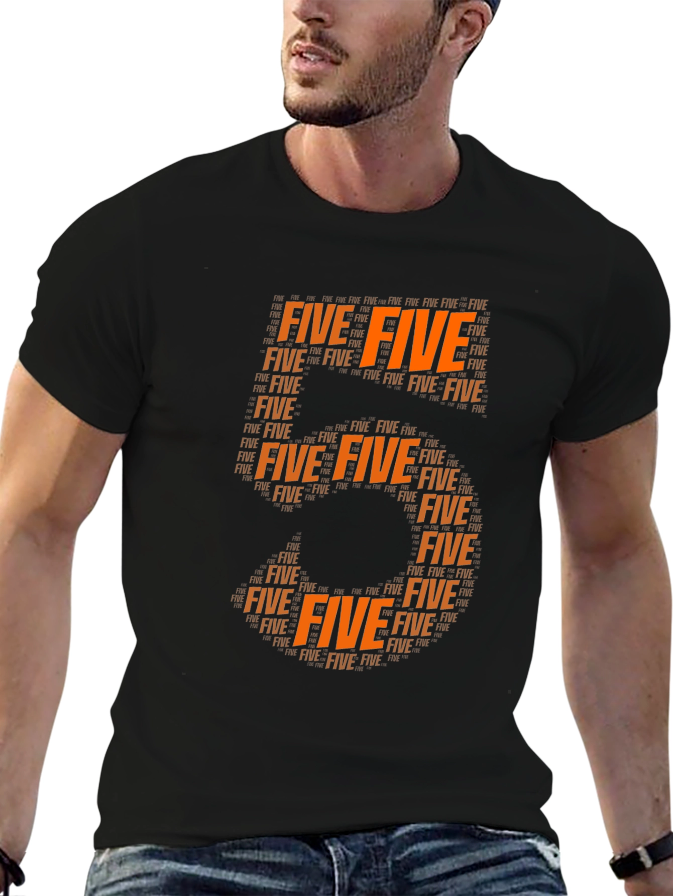 Orange Five Word Art Tee Shirt