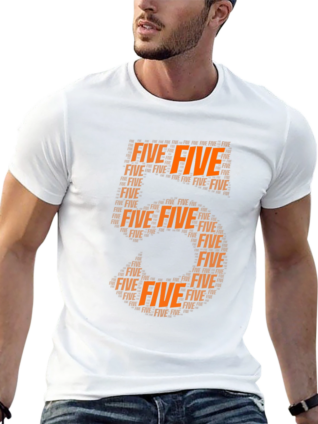 Orange Five Word Art Tee Shirt