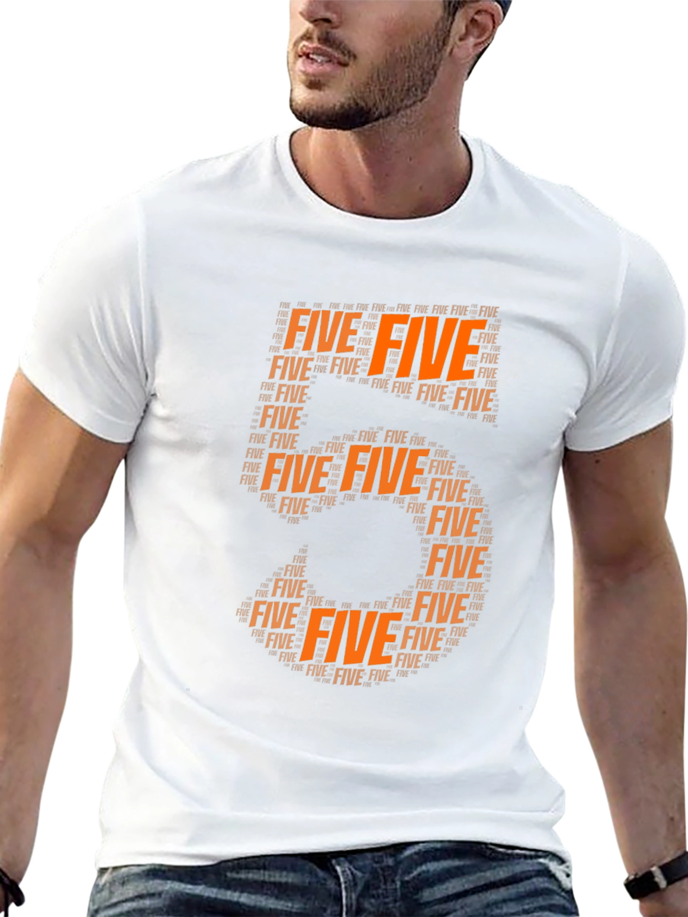 Orange Five Word Art Tee Shirt