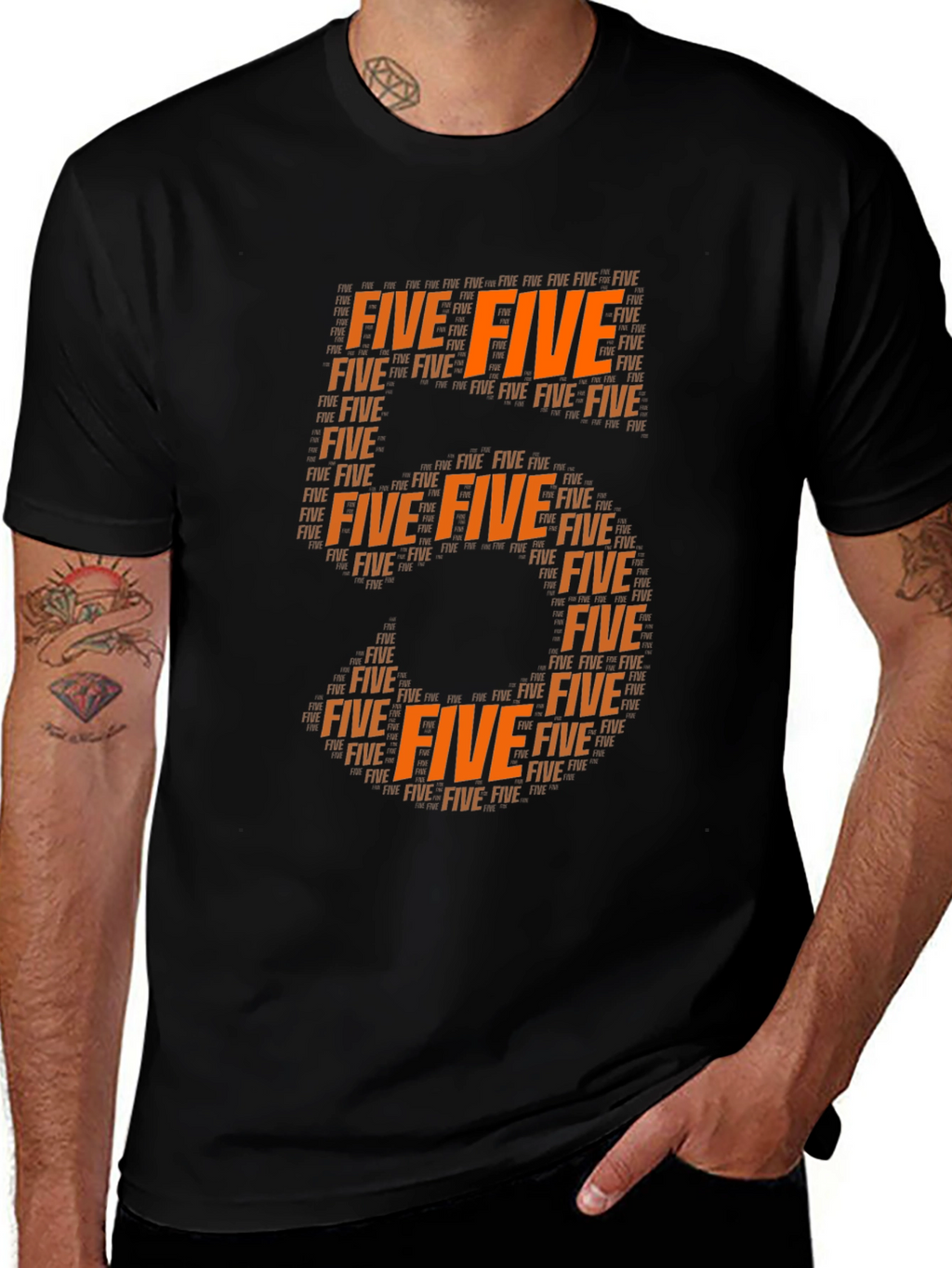 Orange Five Word Art Tee Shirt