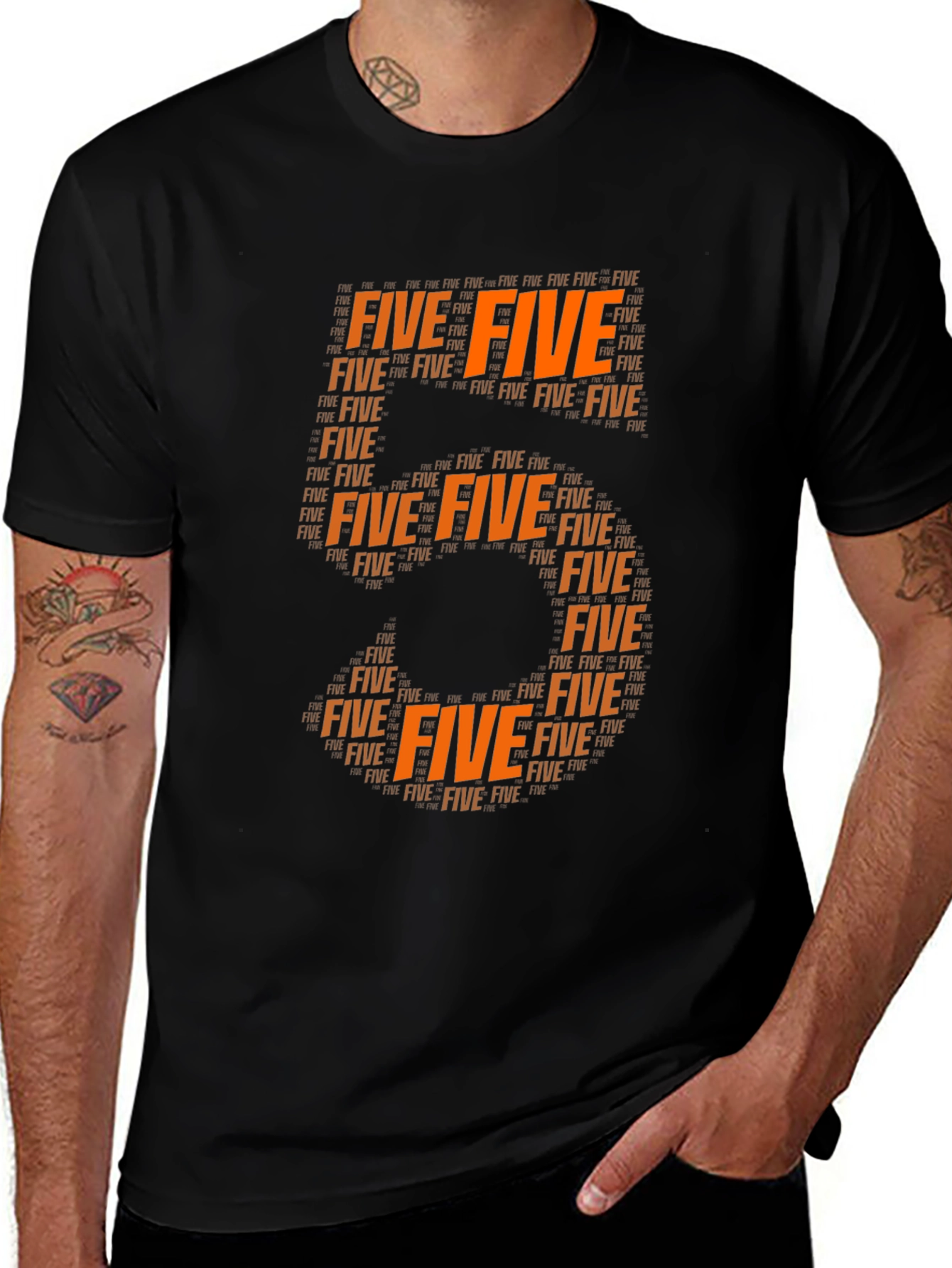 Orange Five Word Art Tee Shirt