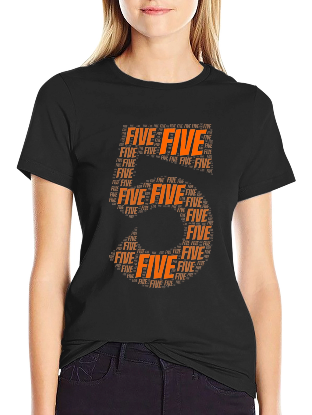 Orange Five Word Art Tee Shirt