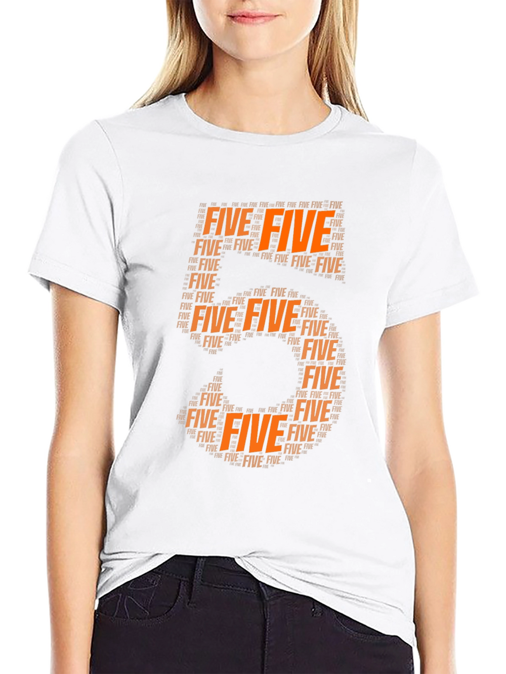 Orange Five Word Art Tee Shirt