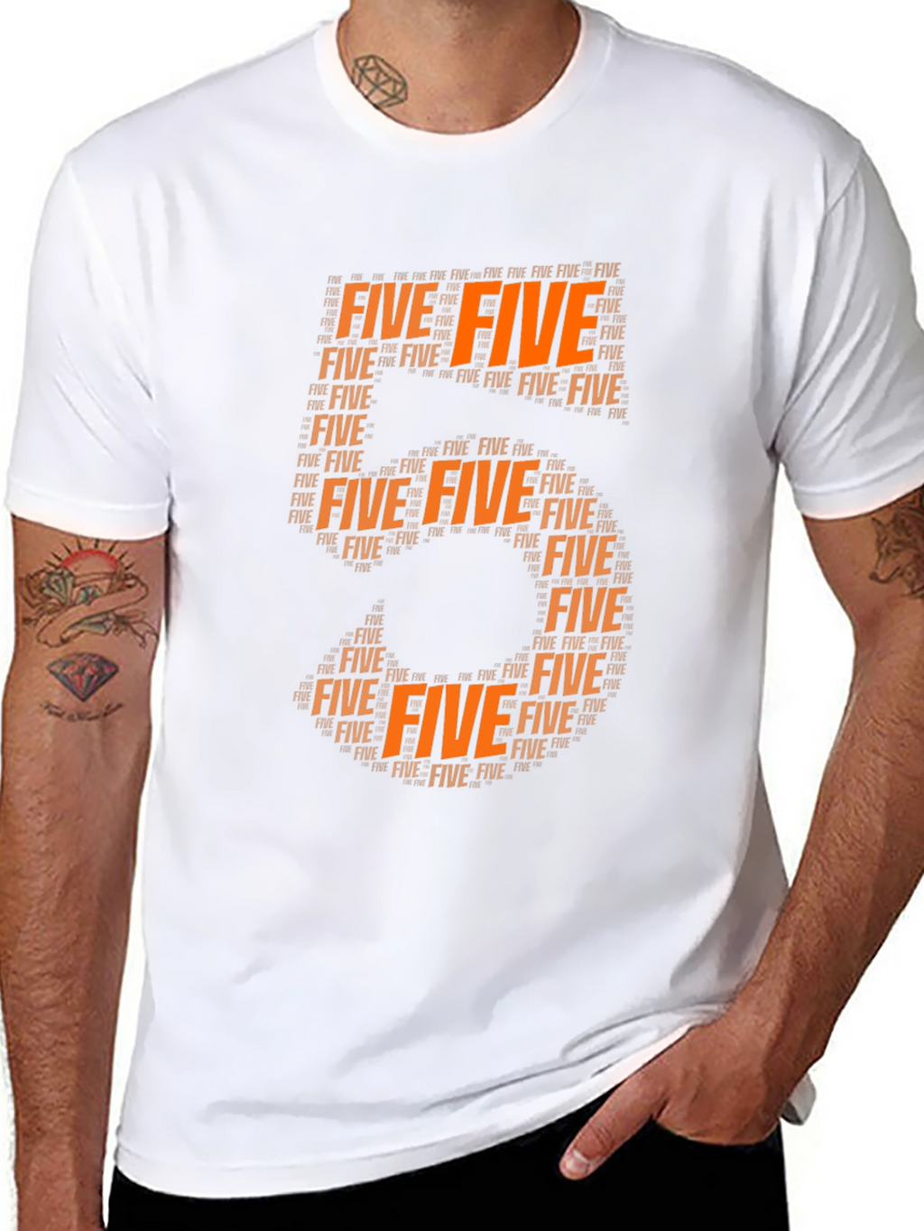 Orange Five Word Art Tee Shirt