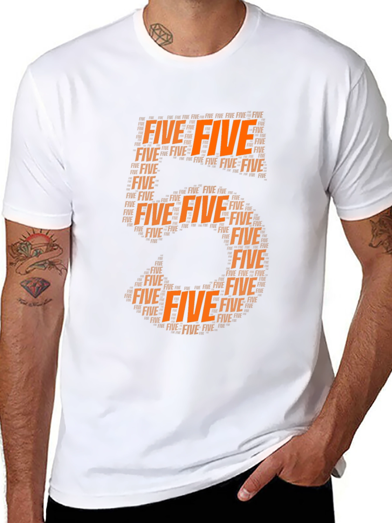 Orange Five Word Art Tee Shirt