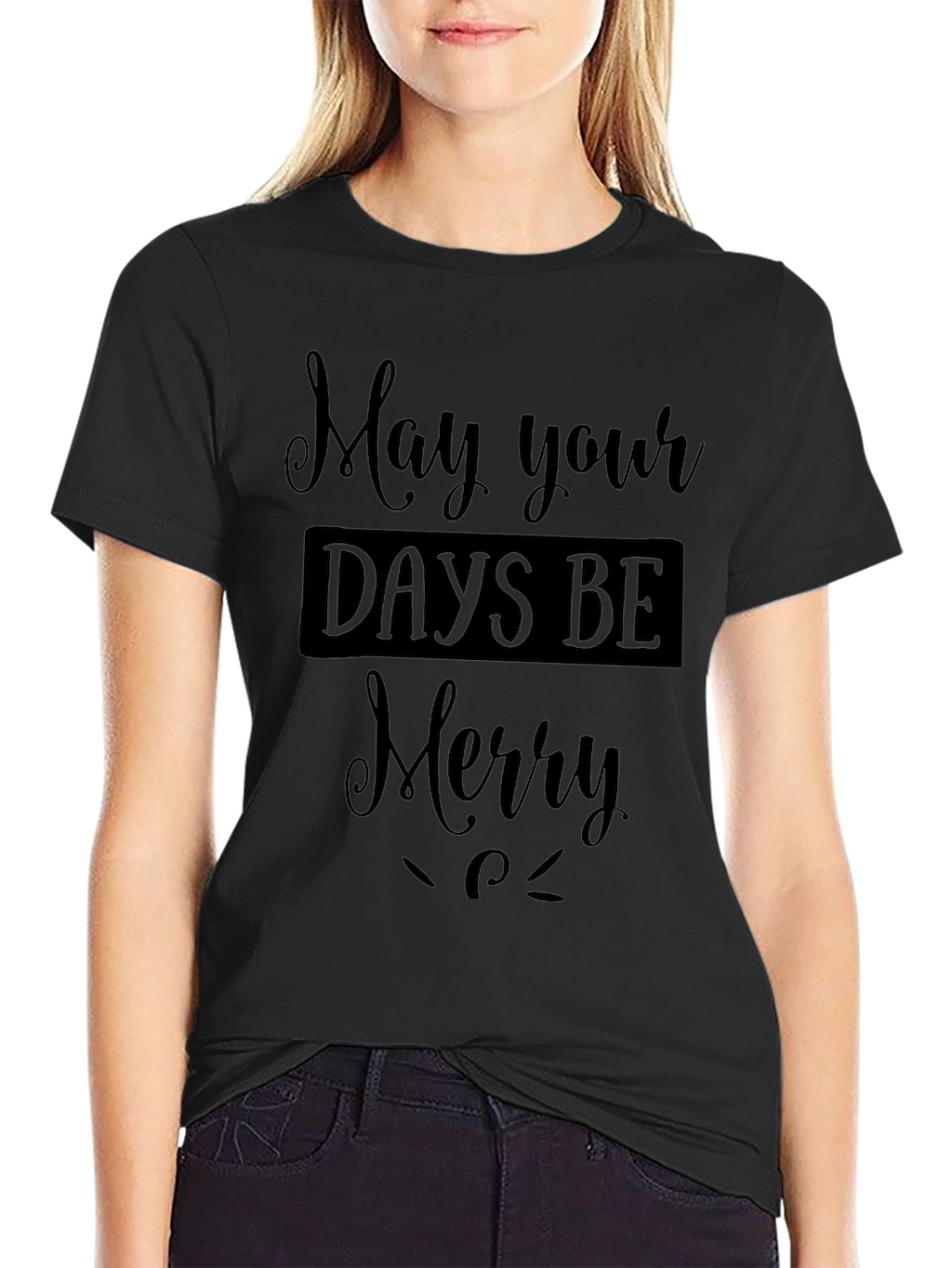 Merry Days Black T-Shirt Holiday Festive Apparel