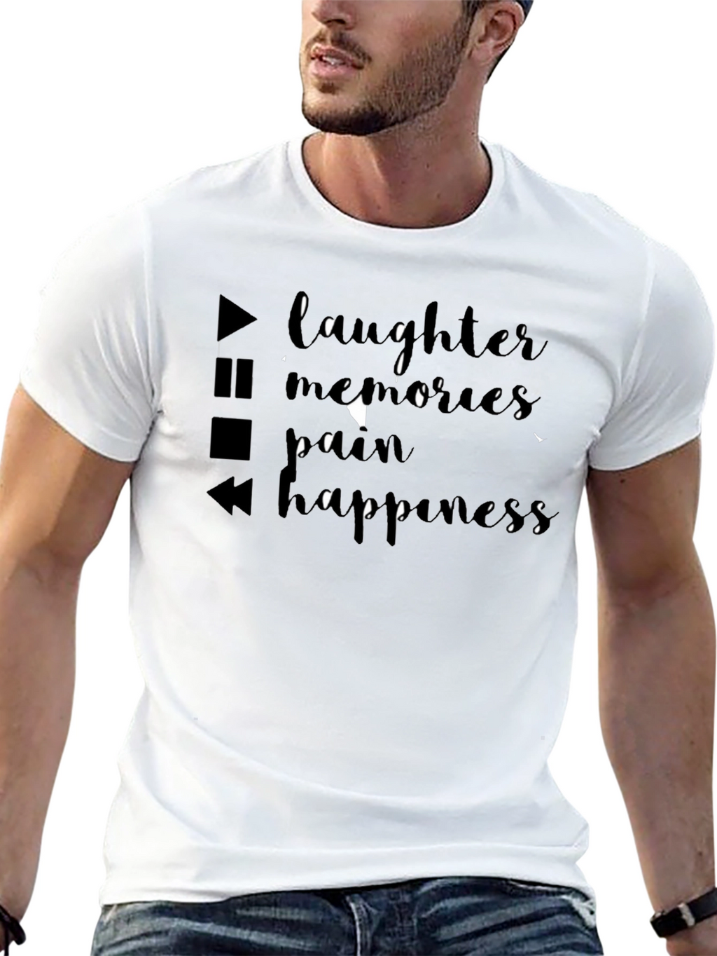 Laughter Memories Happiness Black Graphic Tee