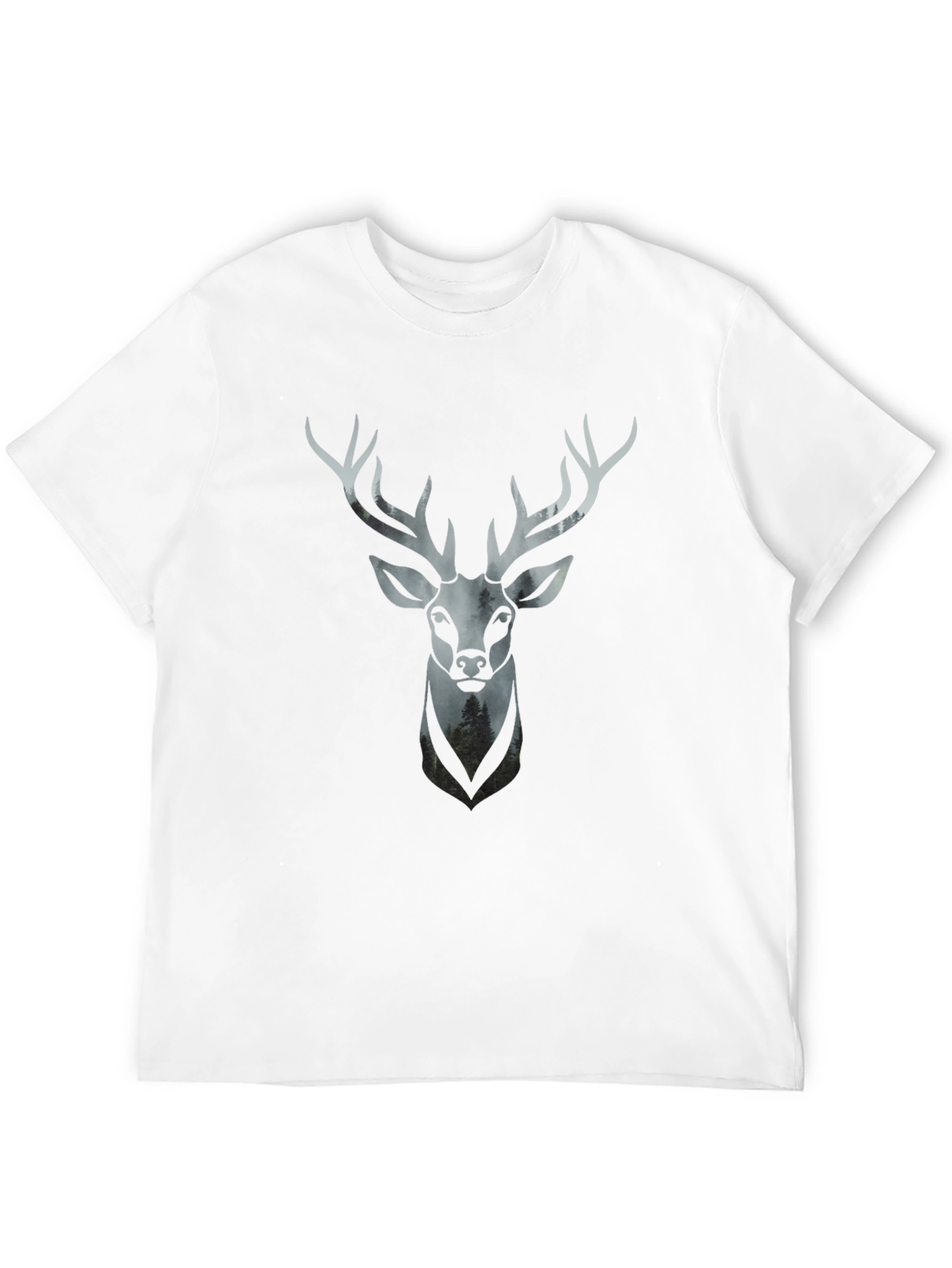 Stag Head Graphic Tee - Modern Mens Black T-Shirt