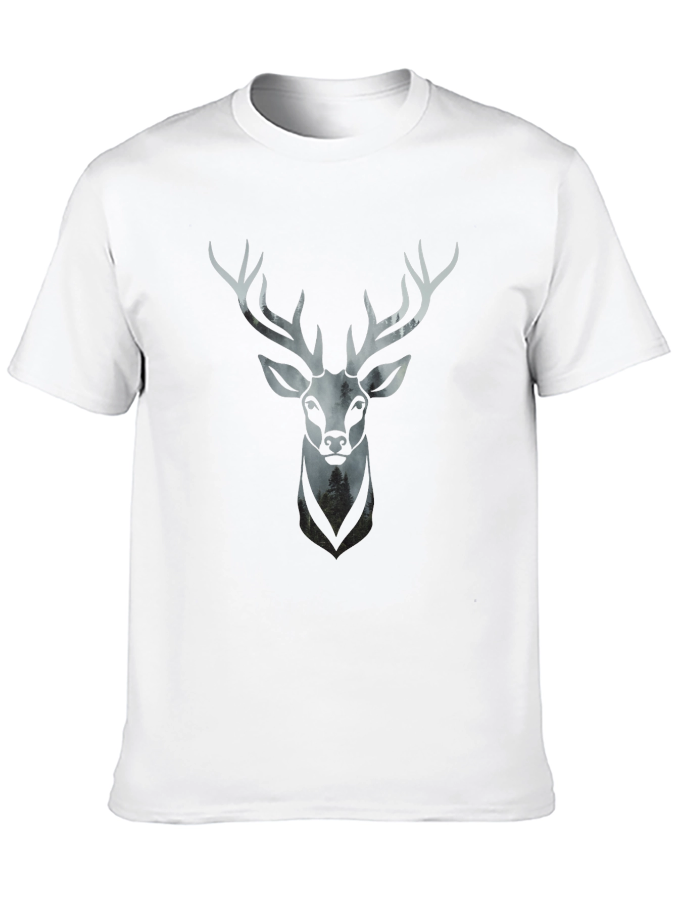Stag Head Graphic Tee - Modern Mens Black T-Shirt