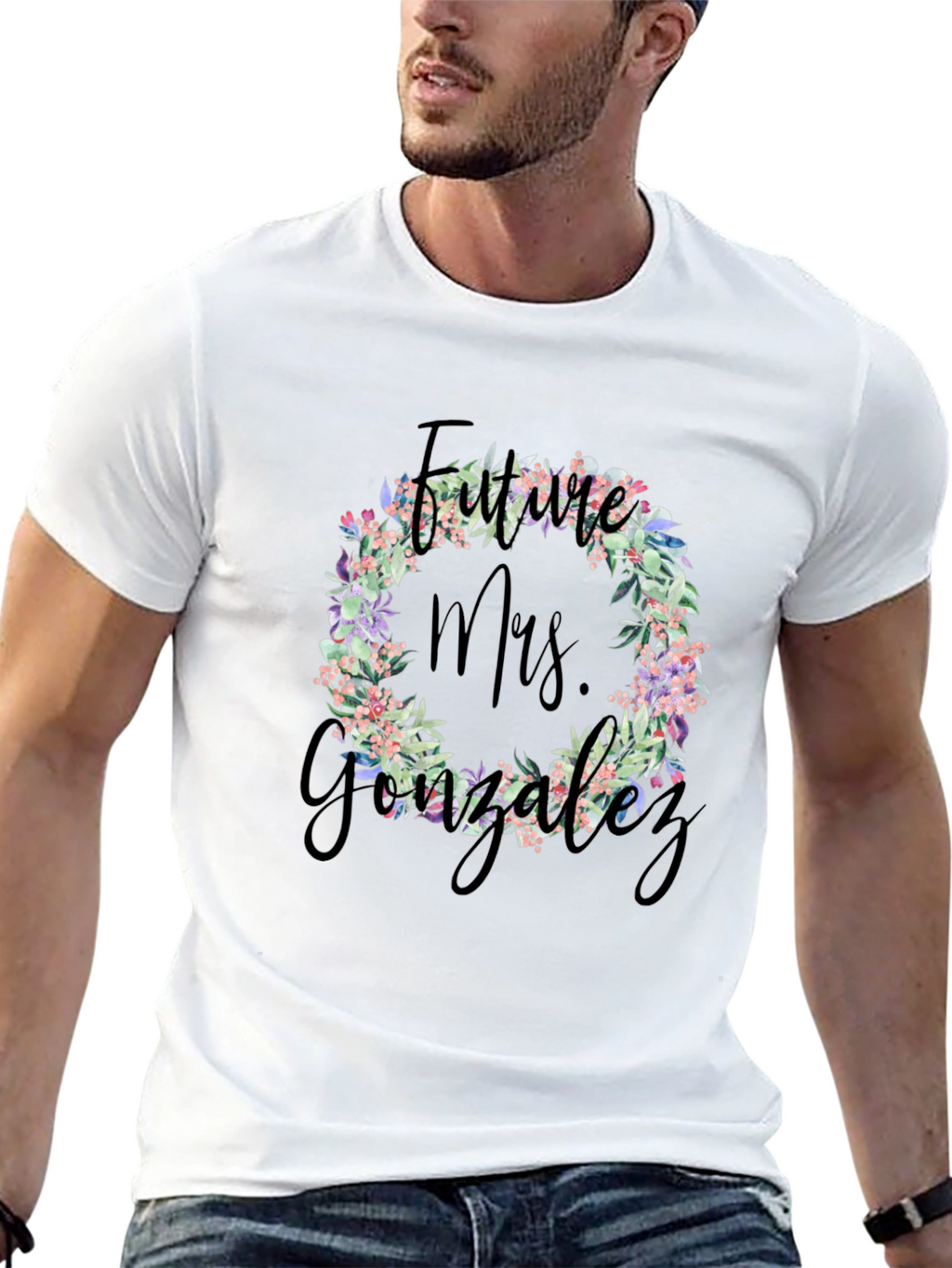 Future Mrs. Gonzalez Floral Wreath T-Shirt
