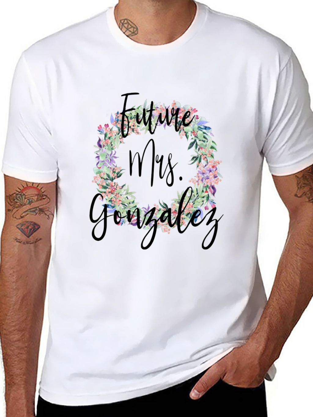 Future Mrs. Gonzalez Floral Wreath T-Shirt