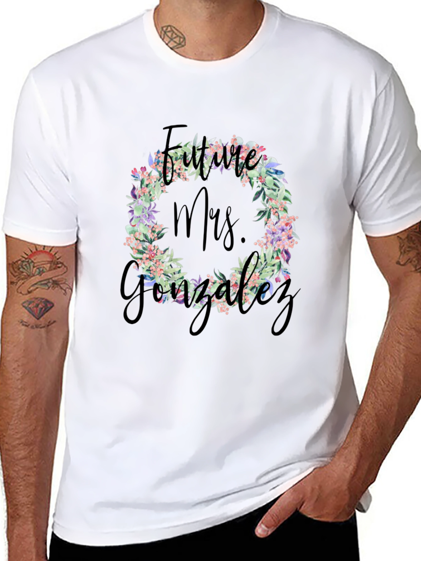 Future Mrs. Gonzalez Floral Wreath T-Shirt