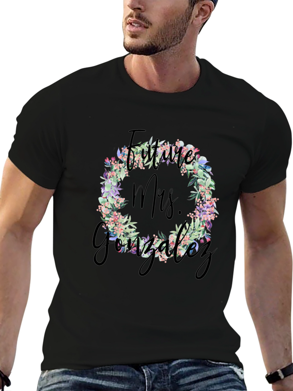Future Mrs. Gonzalez Floral Wreath T-Shirt