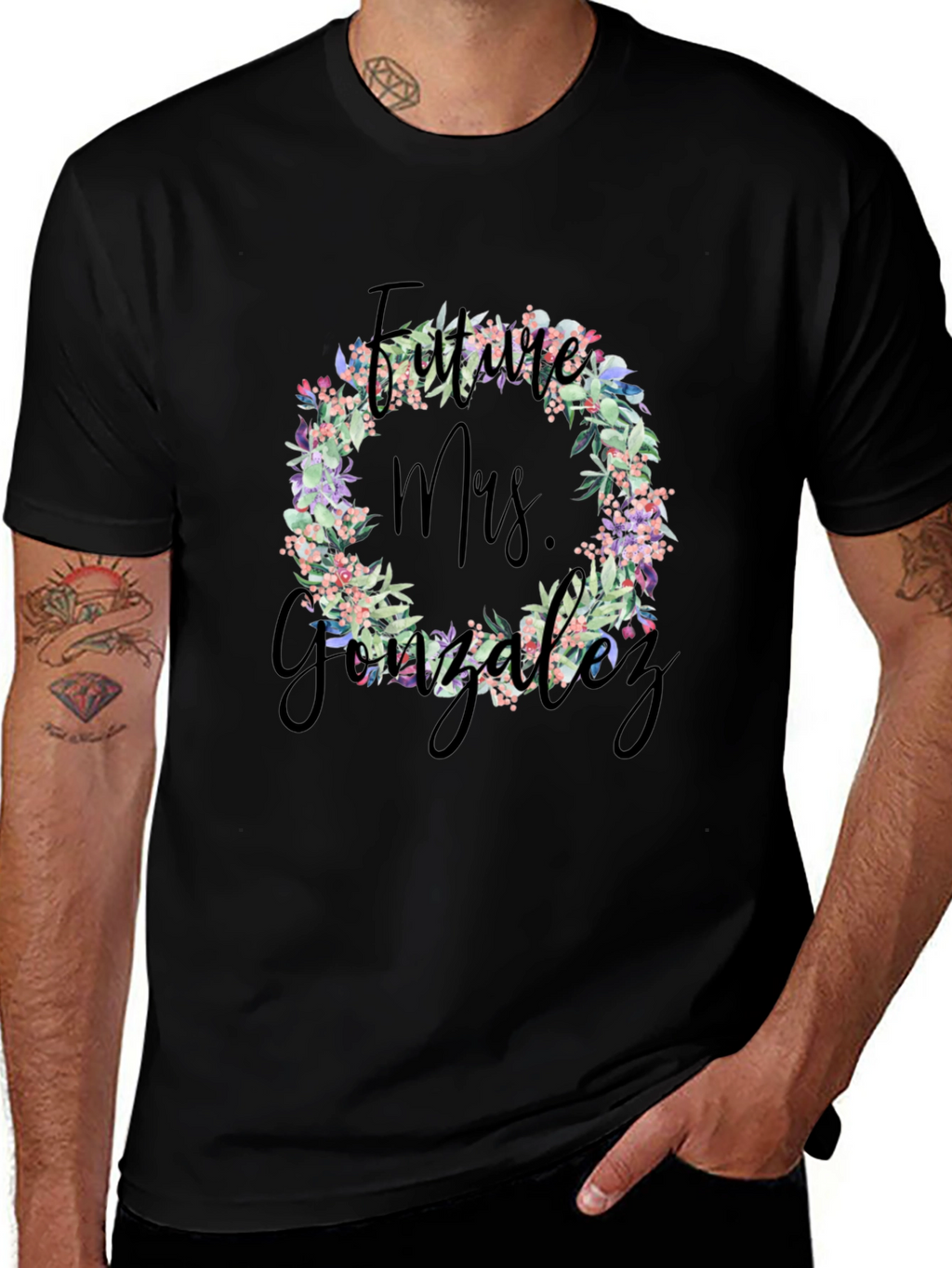 Future Mrs. Gonzalez Floral Wreath T-Shirt