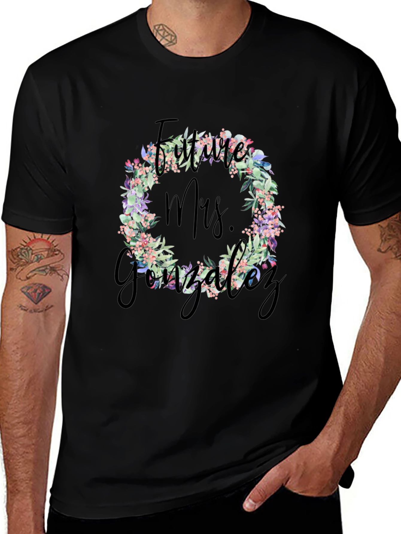 Future Mrs. Gonzalez Floral Wreath T-Shirt