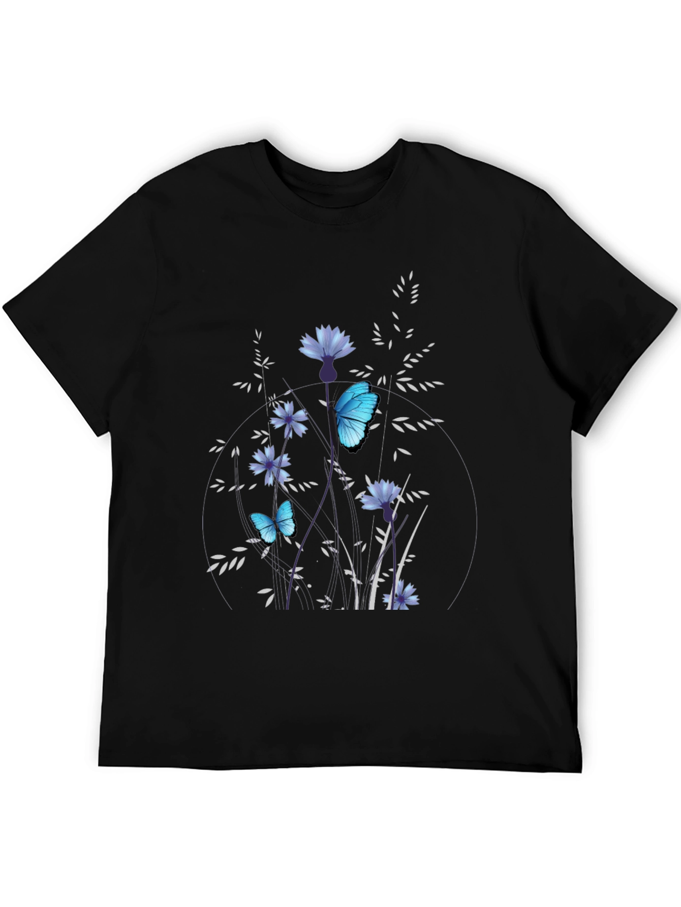 Butterfly Floral Black T-Shirt