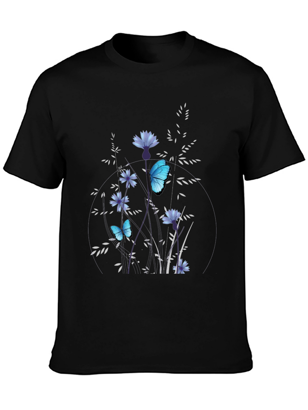 Butterfly Floral Black T-Shirt
