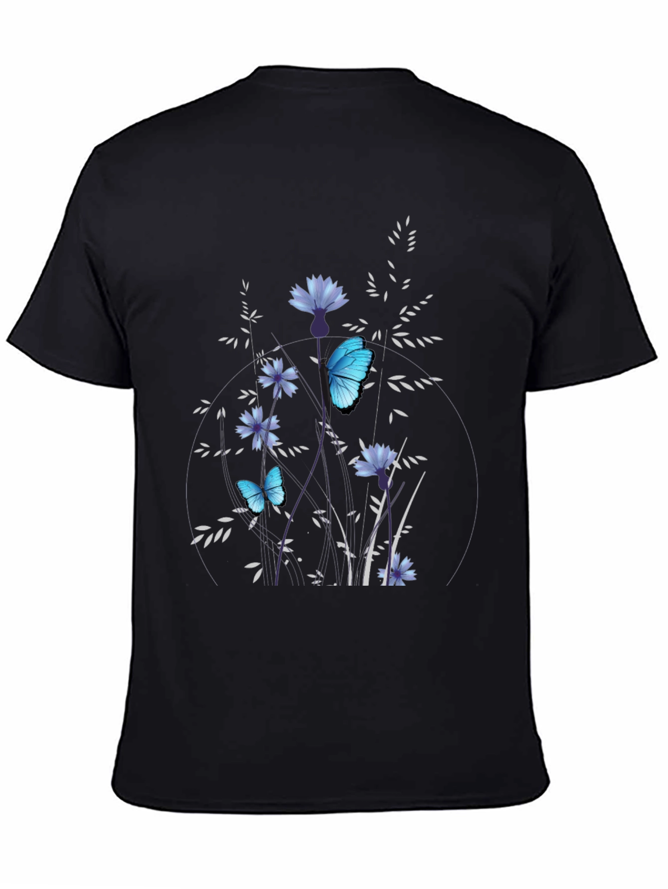 Butterfly Floral Black T-Shirt