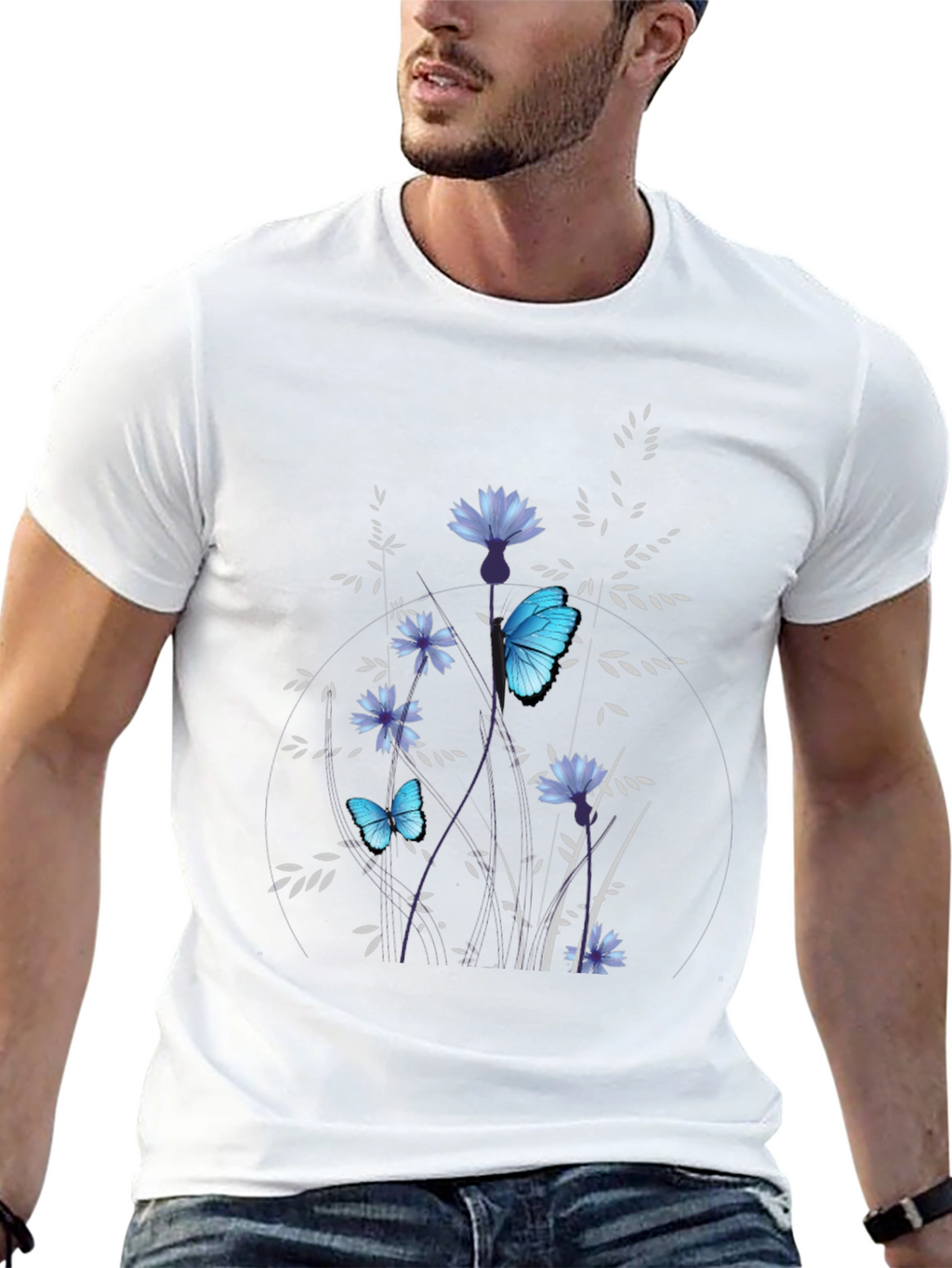 Butterfly Floral Black T-Shirt