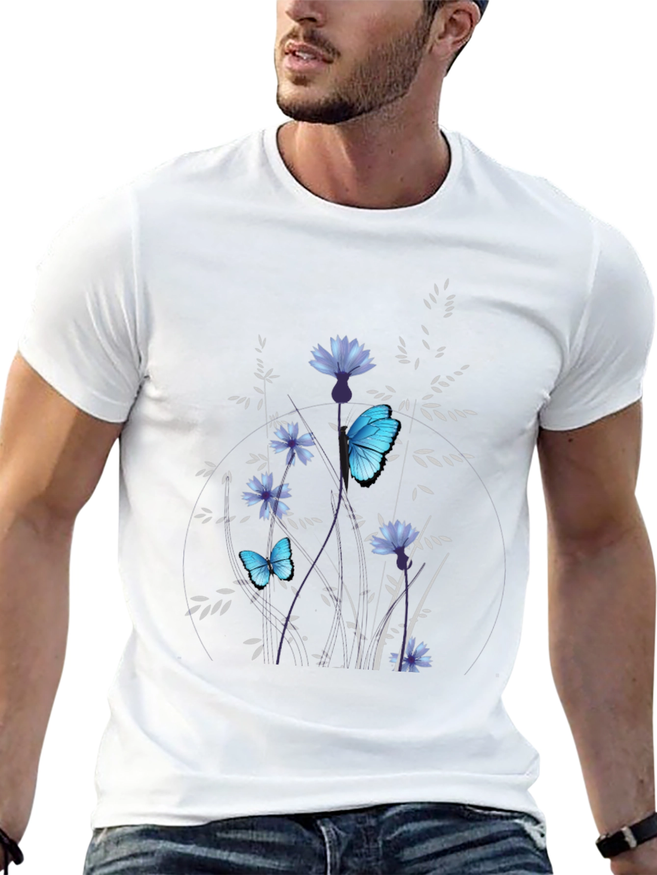 Butterfly Floral Black T-Shirt