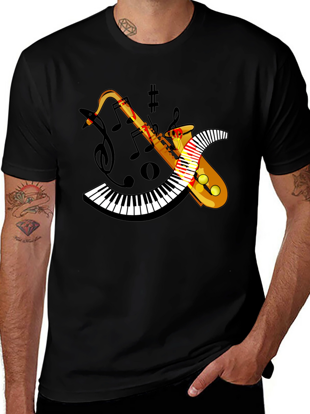 Saxophone Keyboard Music Graphic T-Shirt