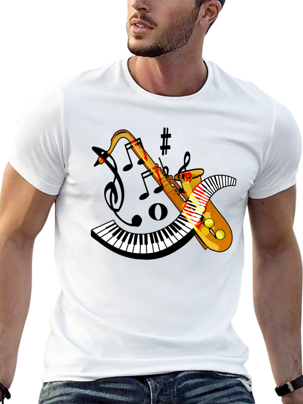 Saxophone Keyboard Music Graphic T-Shirt