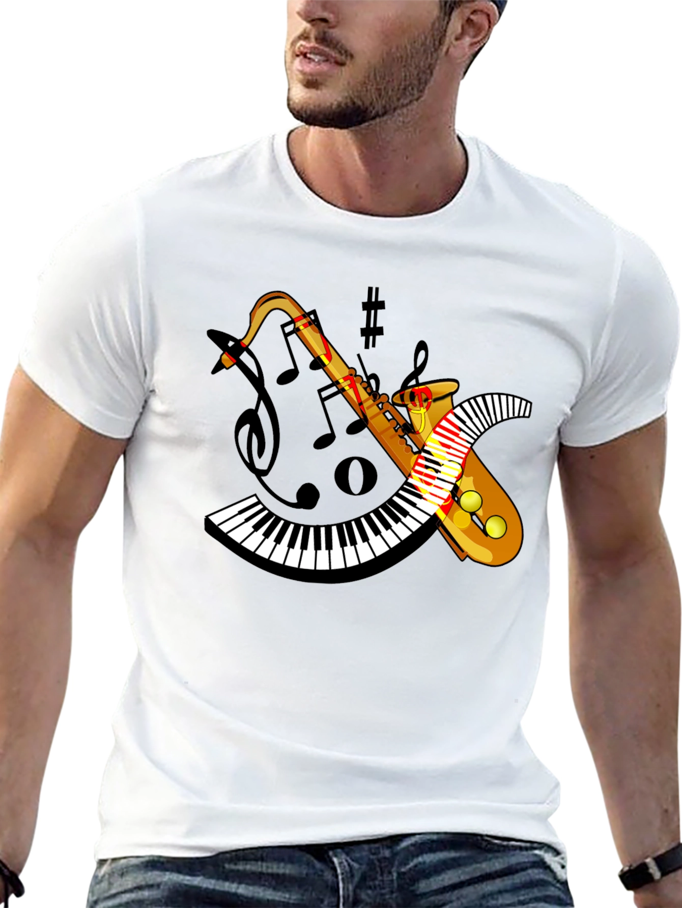 Saxophone Keyboard Music Graphic T-Shirt