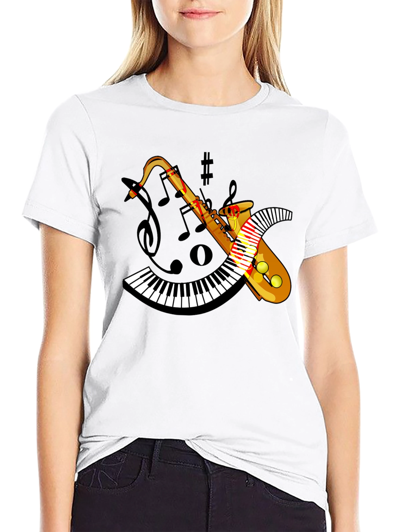 Saxophone Keyboard Music Graphic T-Shirt