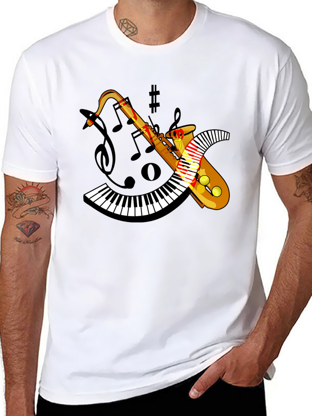Saxophone Keyboard Music Graphic T-Shirt